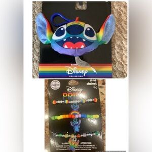 Disney Stitch Multi Bracelet Set & Stitch Plush Keychain Clip-on. New With Tag.
